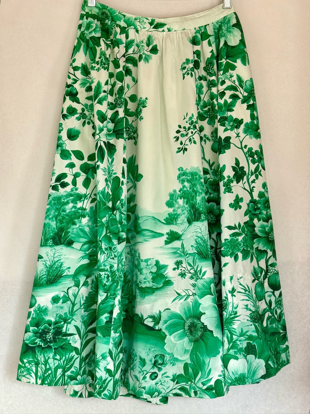Anthropolgie Maeve Floral Green and Cream Full Skirt.